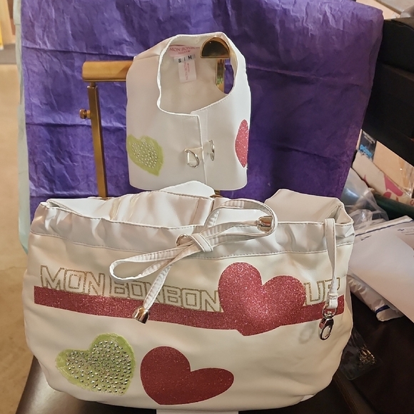 mon bonbon milan Other - Mon Bonbon Milan Doggy Carry Bag W/matching Outfit Set Sz S Lux W/ Storage Bag